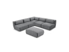 Modular Fixed Corner Sofa Jeanne Velvet Fabric with 4 Armchairs, 1 Corner and 1 Ottoman