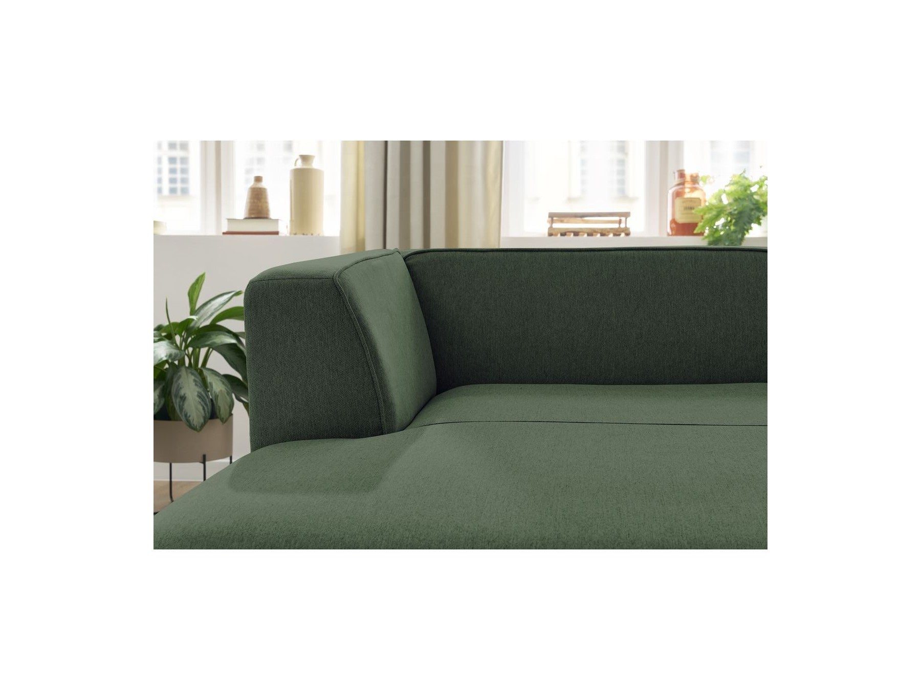 Chaise longue para sofá modular MEGEVE - Tela jaspeada - Esquina izquierda