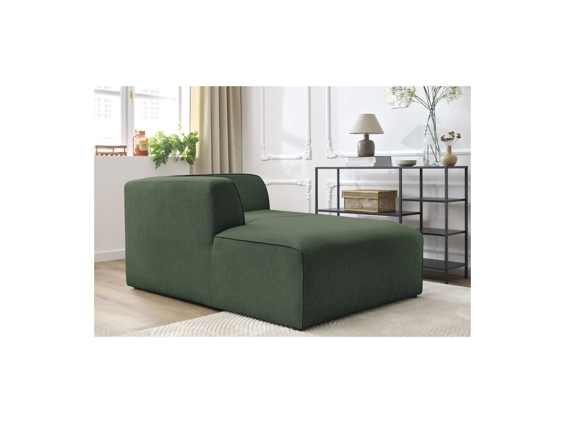 Chaise longue para sofá modular MEGEVE - Tela jaspeada - Esquina izquierda