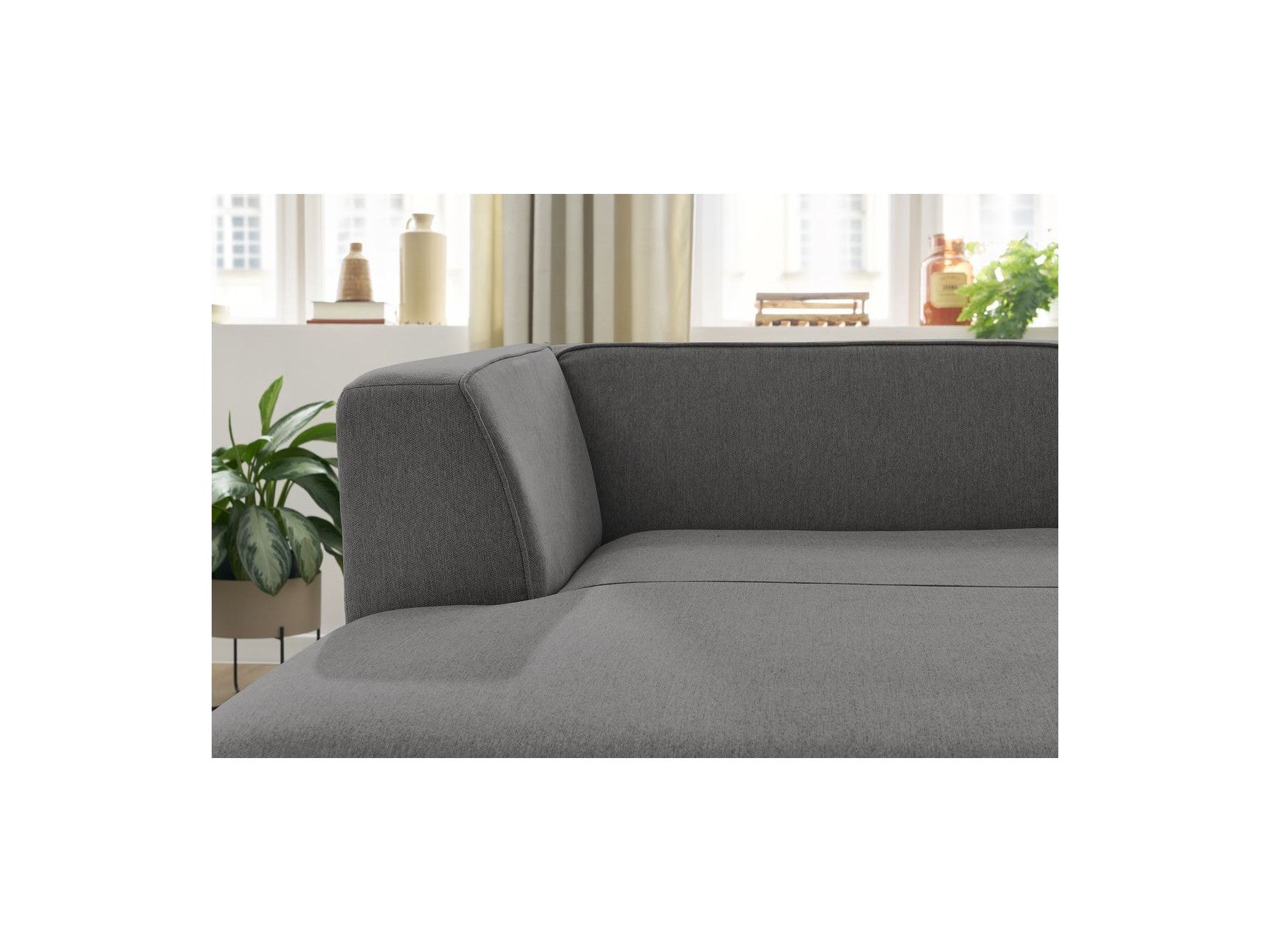 Chaise longue para sofá modular MEGEVE - Tela jaspeada - Esquina izquierda