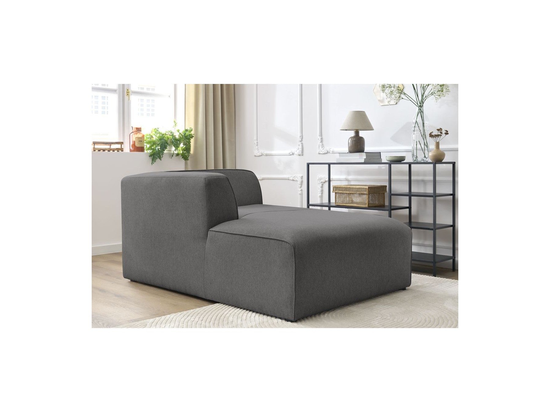 Chaise longue para sofá modular MEGEVE - Tela jaspeada - Esquina izquierda