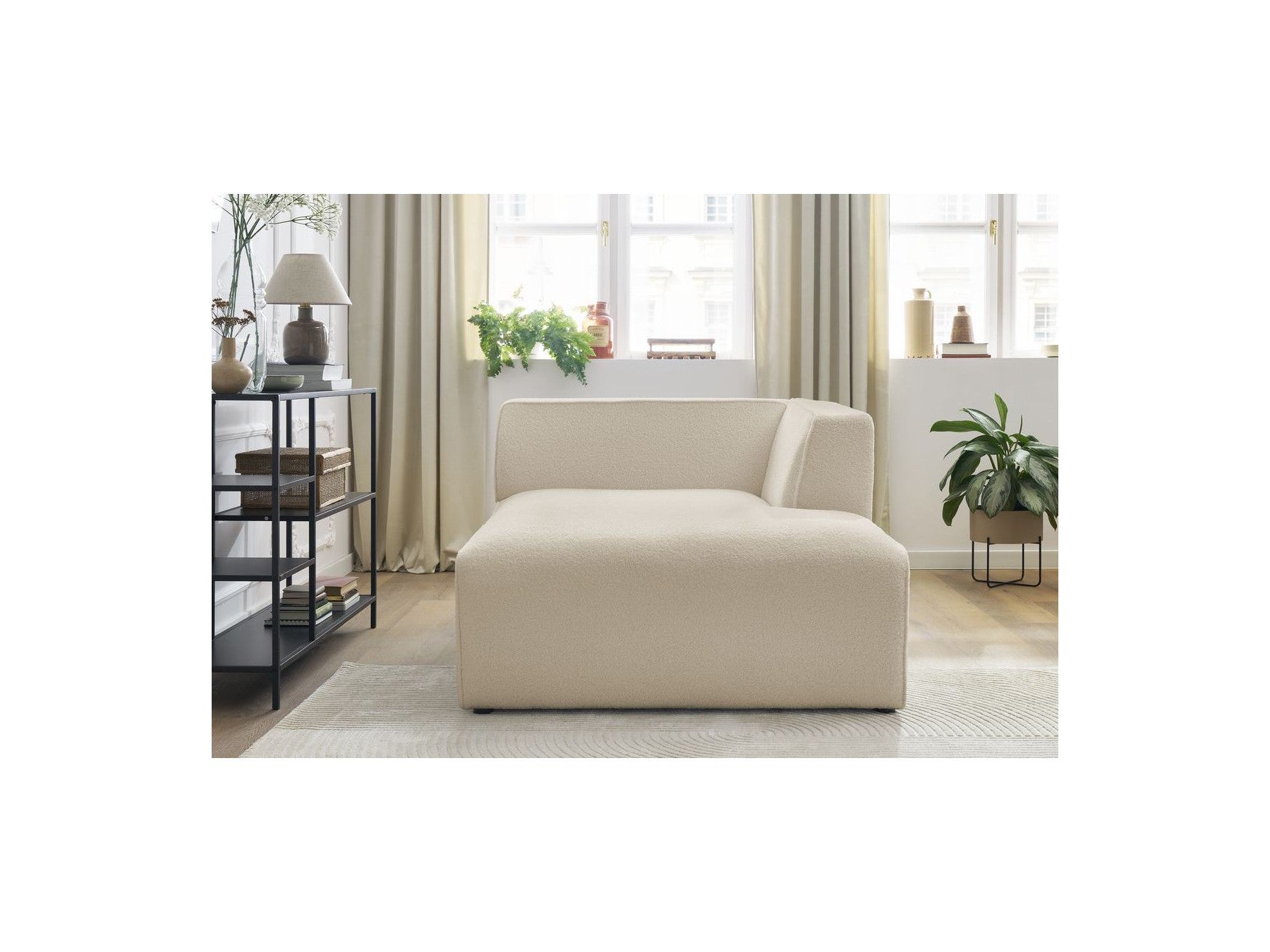 Chaise longue para sofá modular Megeve - Tejido bouclé - Esquina derecha