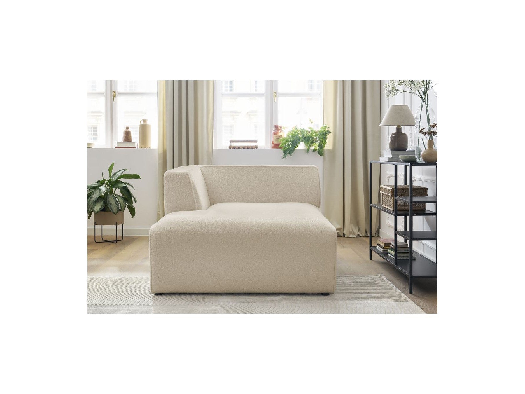 Chaise Longue for MEGEVE Modular Sofa - Bouclé Fabric - Left Corner