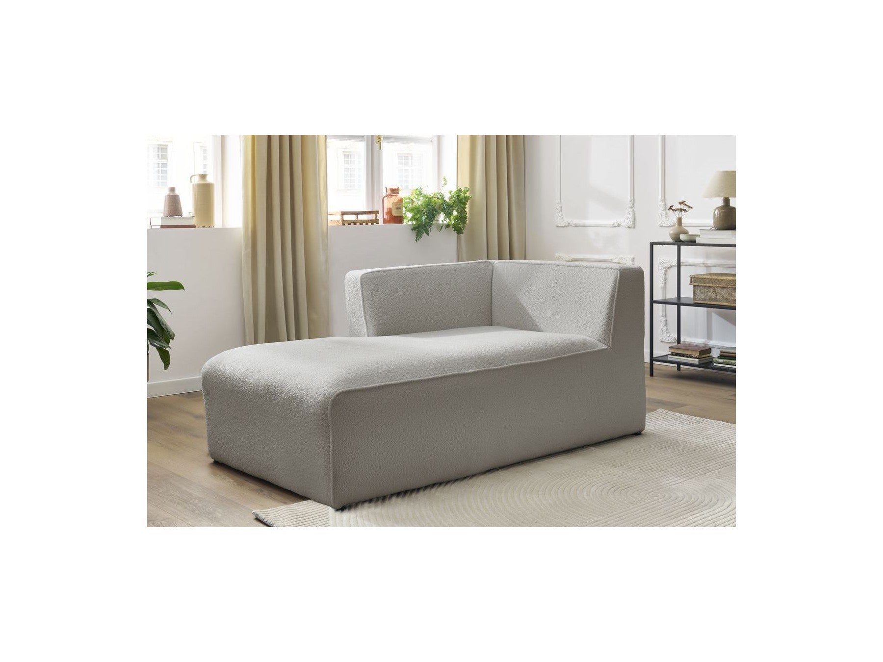 Chaise Longue for MEGEVE Modular Sofa - Bouclé Fabric - Left Corner