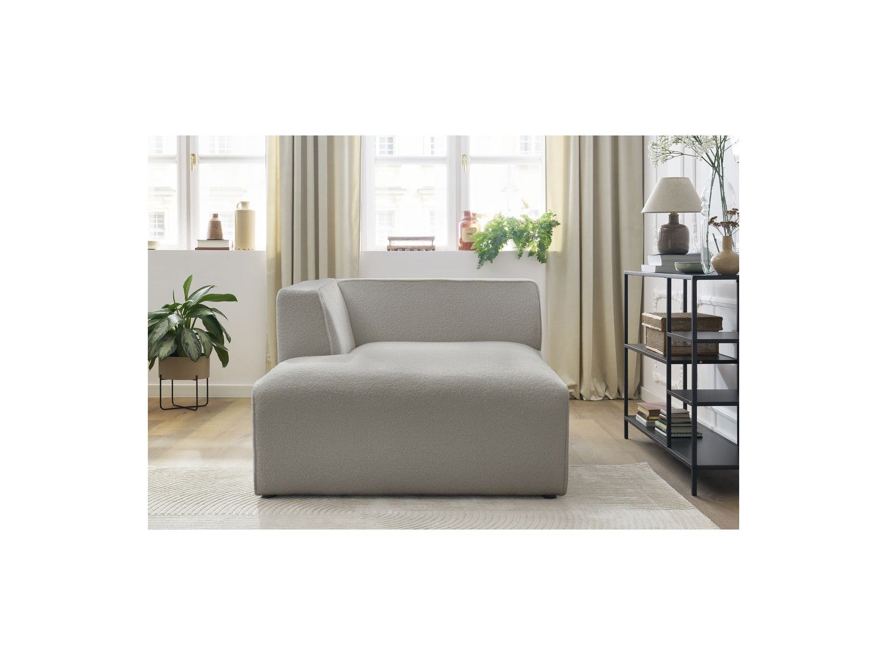 Chaise Longue for MEGEVE Modular Sofa - Bouclé Fabric - Left Corner