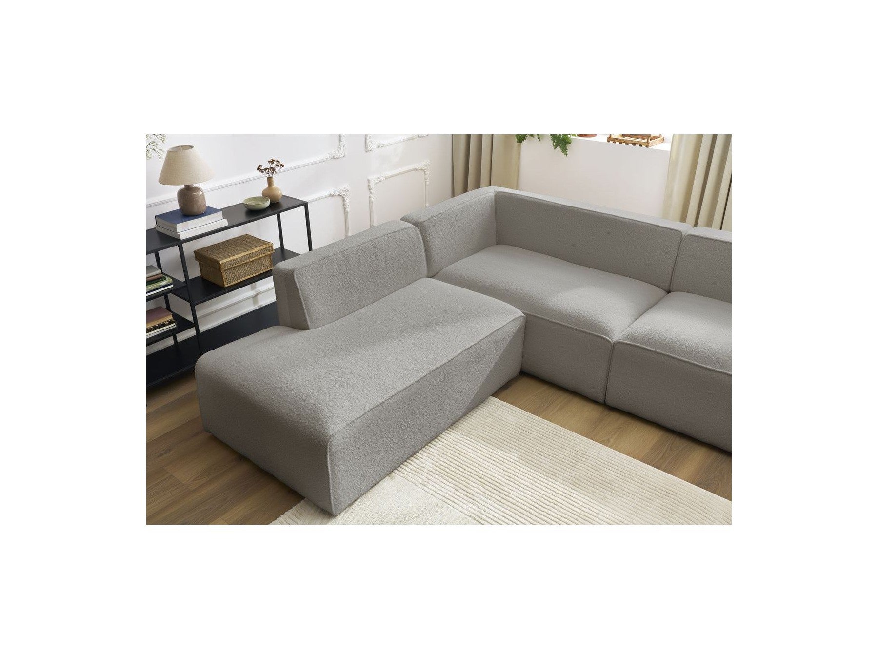 Fixed Panoramic Sofa - Megeve - Bouclé Fabric - Right-Hand Corner