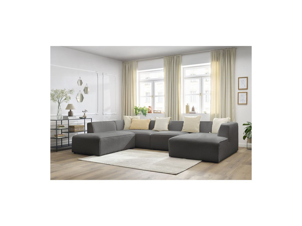 Fixed Panoramic Sofa - Megeve - Bouclé Fabric - Right-Hand Corner