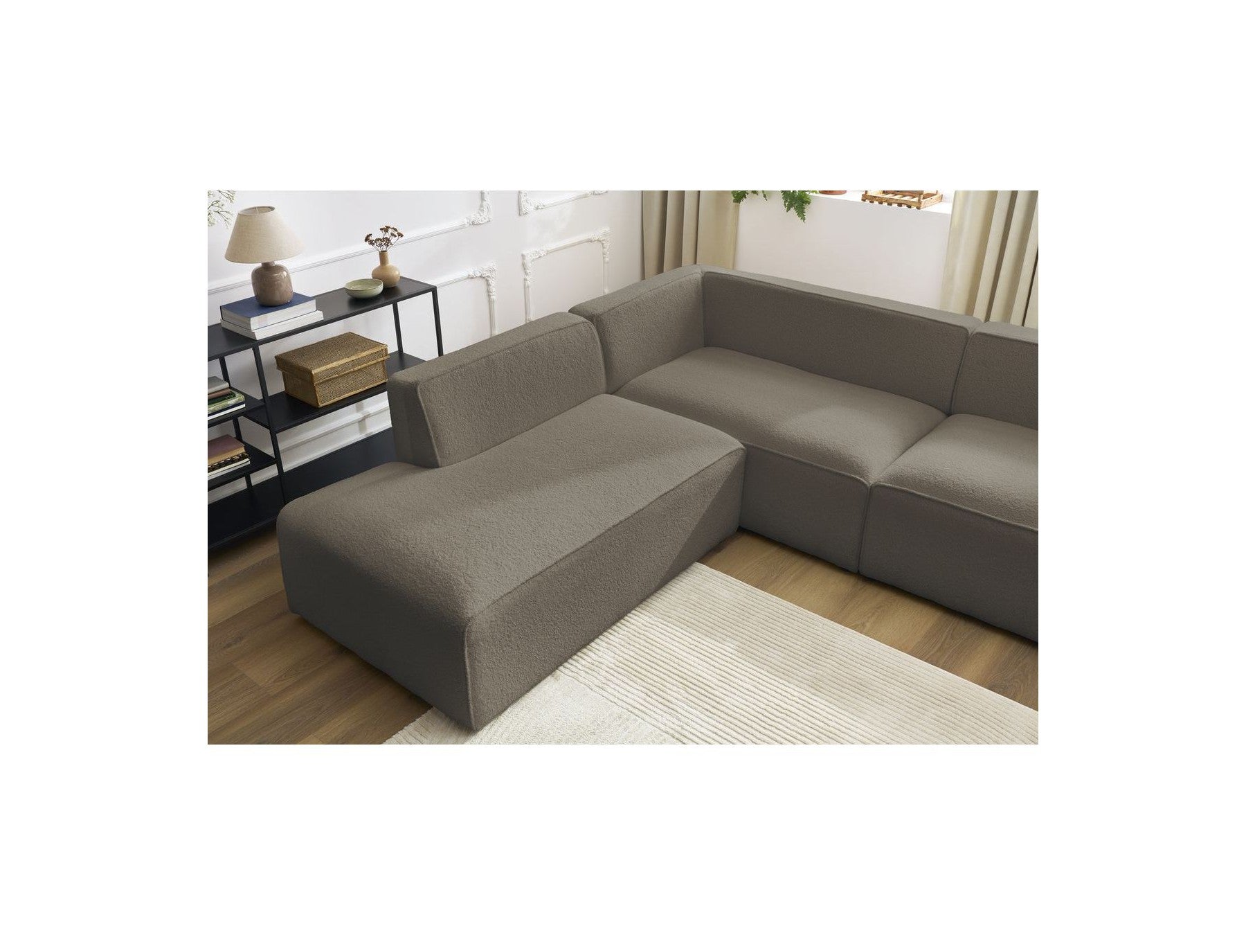 Fixed Panoramic Sofa - Megeve - Bouclé Fabric - Right-Hand Corner