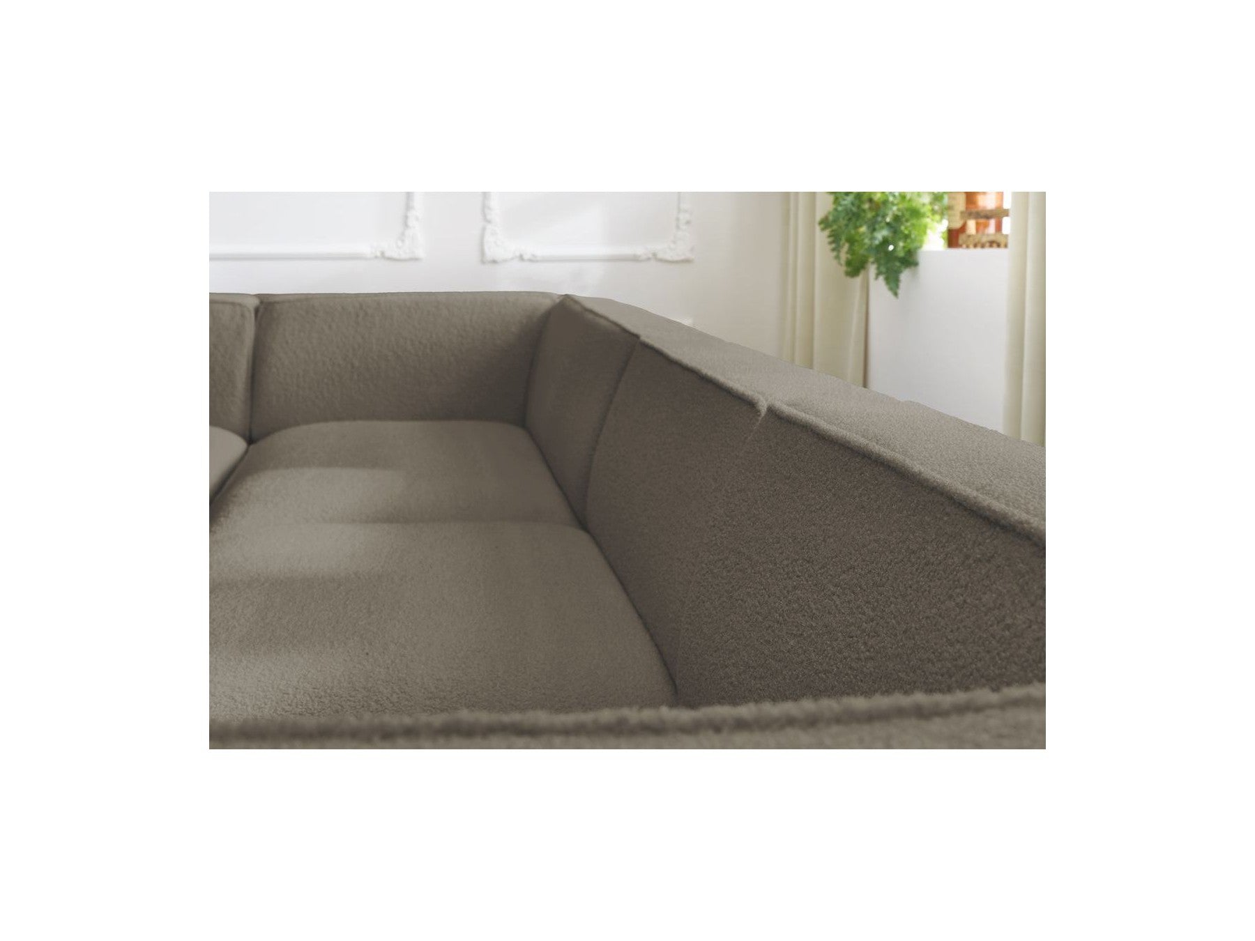 Fixed Panoramic Sofa - Megeve - Bouclé Fabric - Right-Hand Corner