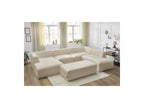 Fixed Panoramic Sofa - Megeve - With Pouffe - Bouclé Fabric - Left Corner