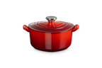 Cocotte Cœur Tradition - 20Cm - Cerise - Bouton Inox