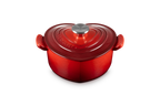 Cocotte Cœur Tradition - 20Cm - Cerise - Bouton Inox