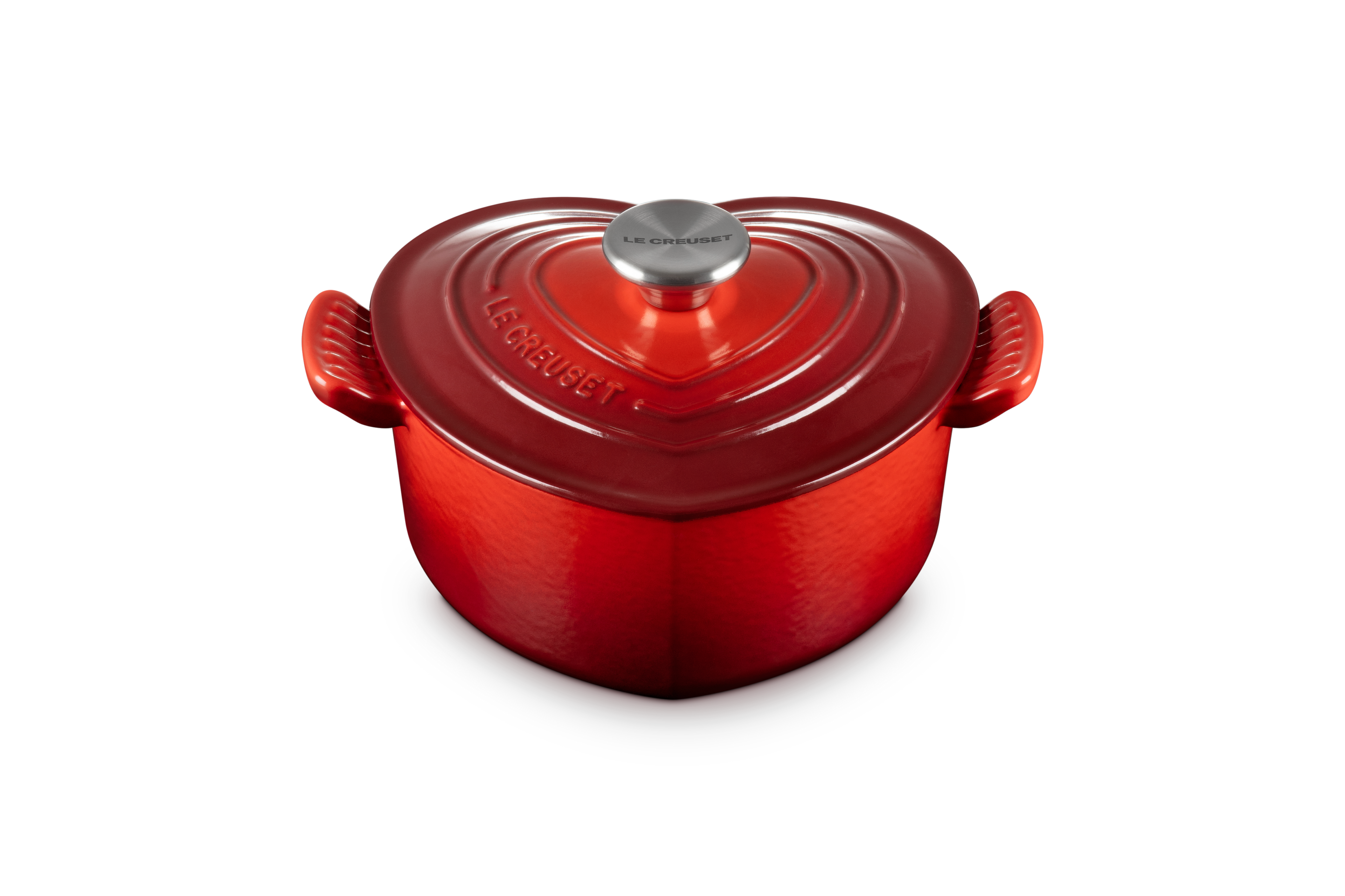 Cocotte Cœur Tradition - 20Cm - Cerise - Bouton Inox