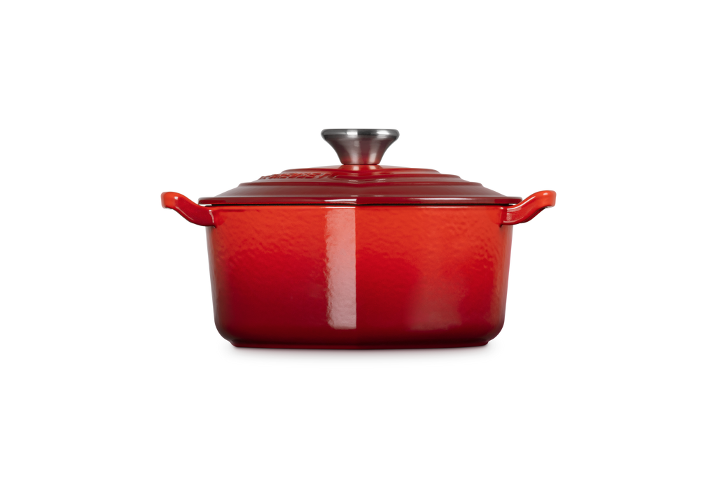 Cocotte Cœur Tradition - 20Cm - Cerise - Bouton Inox