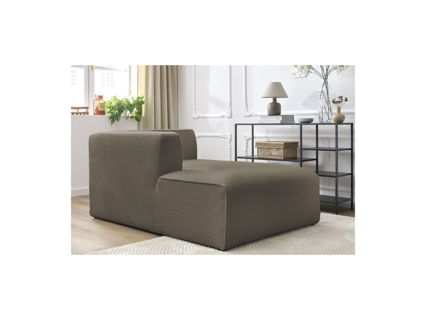 Chaise Longue for MEGEVE Modular Sofa - Bouclé Fabric - Left Corner