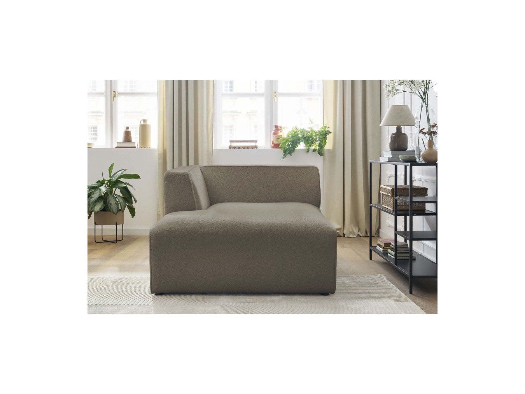 Chaise Longue for MEGEVE Modular Sofa - Bouclé Fabric - Left Corner