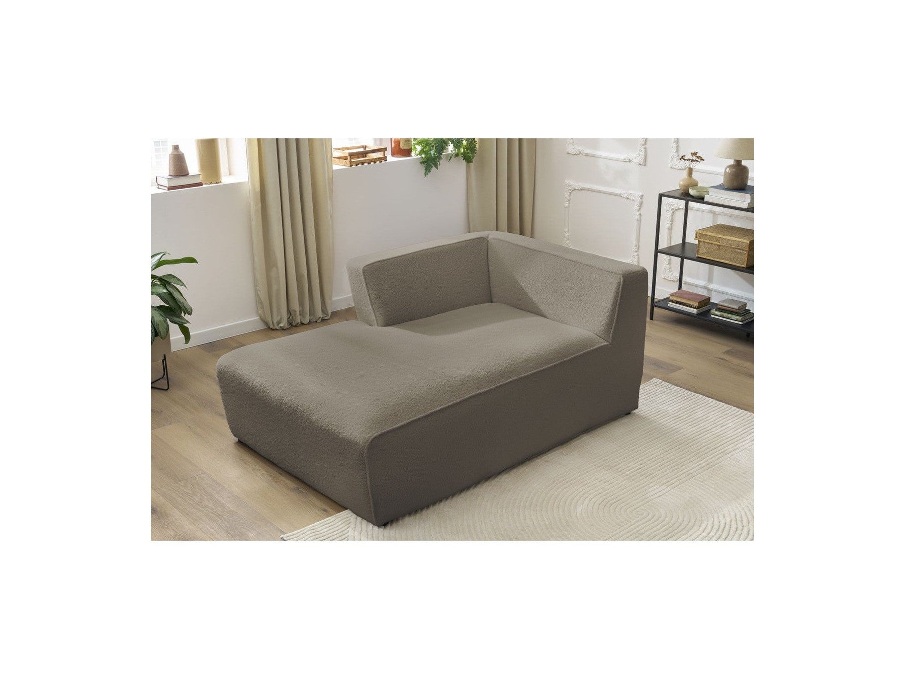 Chaise Longue for MEGEVE Modular Sofa - Bouclé Fabric - Left Corner