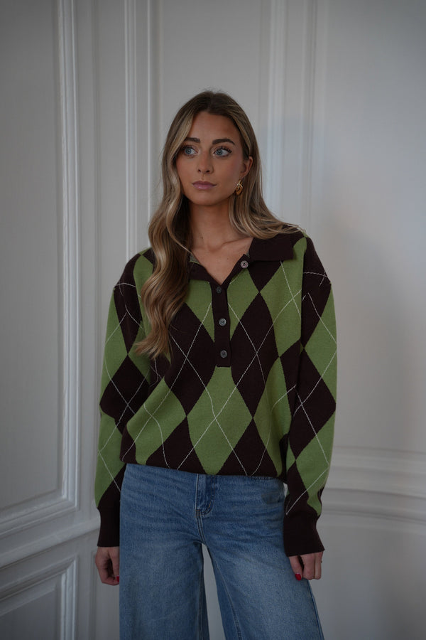 Solan Diamond Sweater - Green