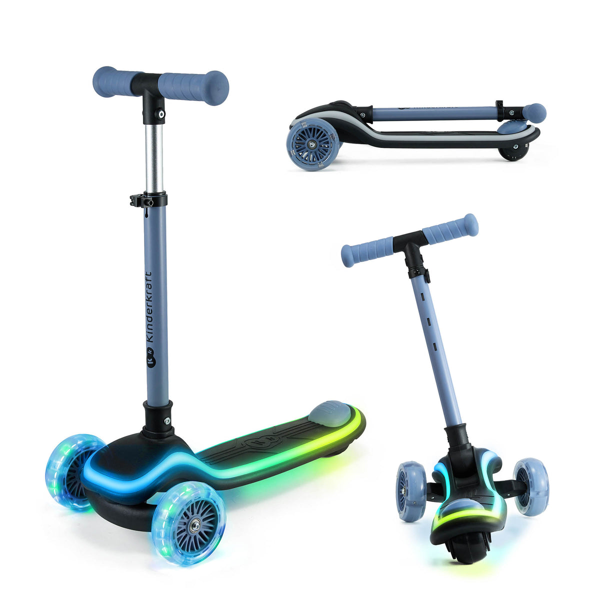 Patinete De Tres Ruedas Con Led Raket Azul