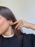Boucles D’Oreilles Nina Ricci Vintage - Dorées Avec Noeud Central