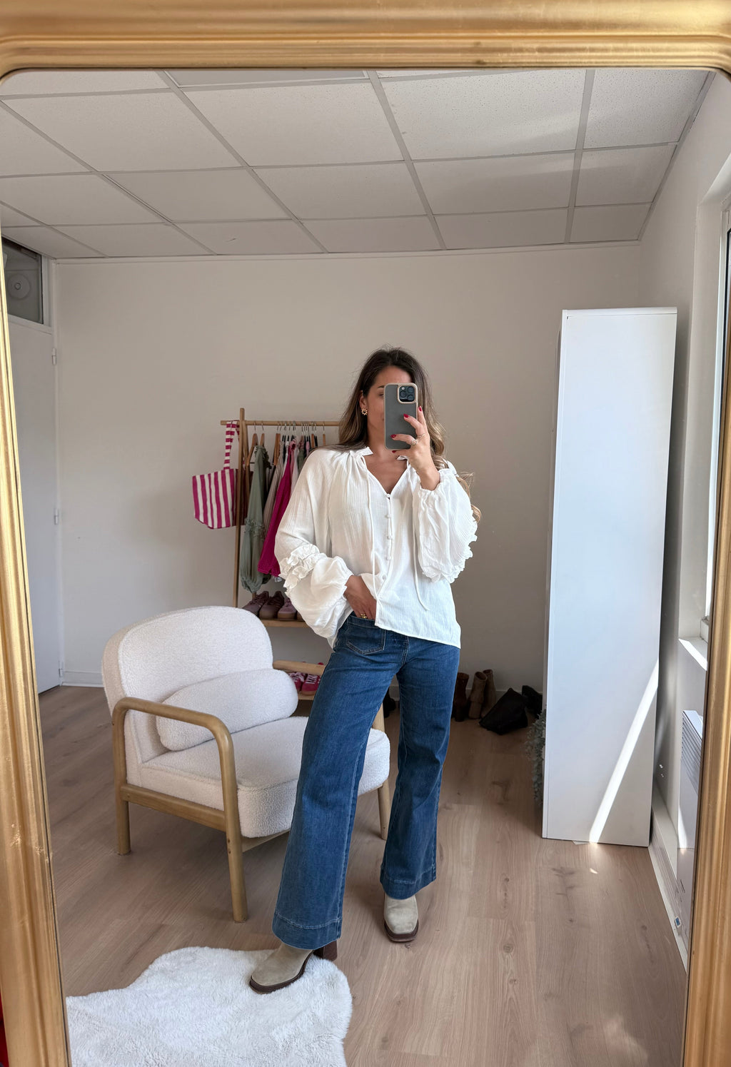 Esmée Blusa Con Volantes Crudo