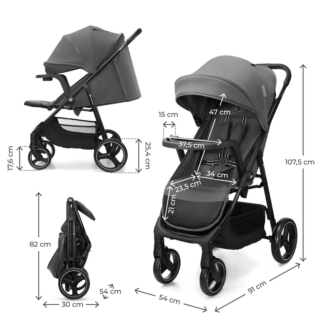 Poussette Trig 3 Avec Tablette Gris
