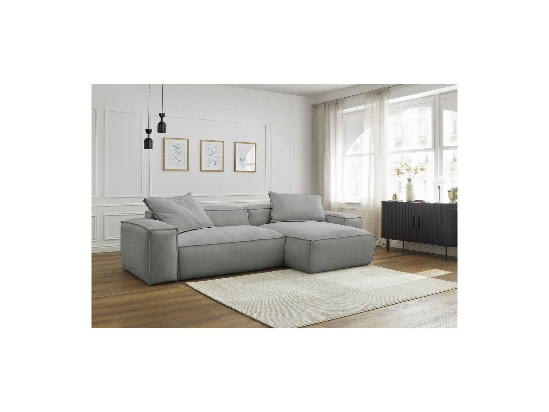 Boheme - Sofá esquinero reversible ultrasuave - Terciopelo acanalado