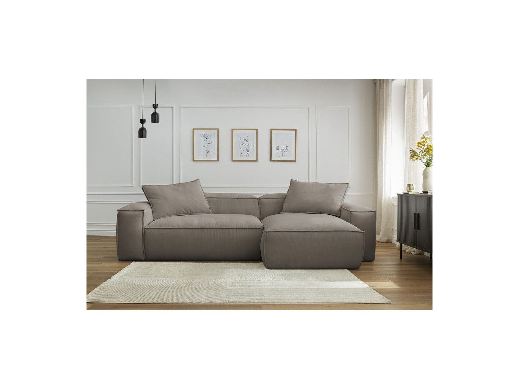 Boheme - Sofá esquinero reversible ultrasuave - Terciopelo acanalado