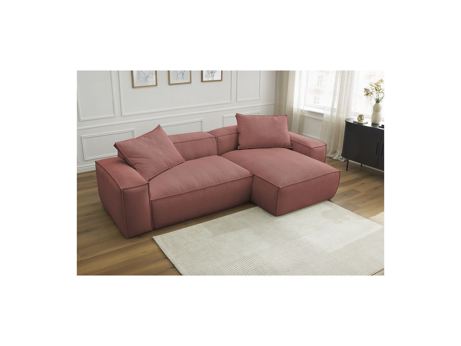 Boheme - Sofá esquinero reversible ultrasuave - Terciopelo acanalado