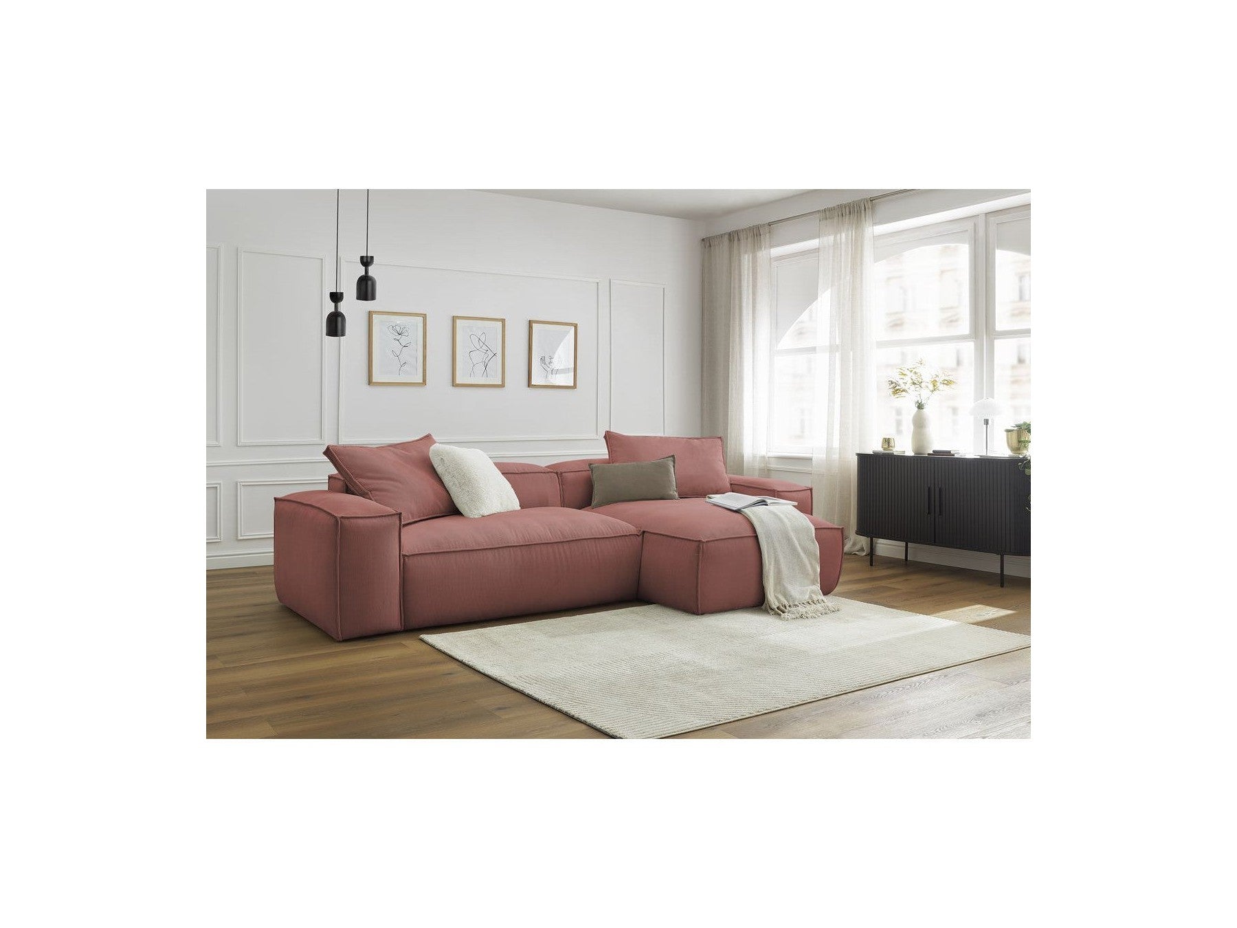 Boheme - Sofá esquinero reversible ultrasuave - Terciopelo acanalado