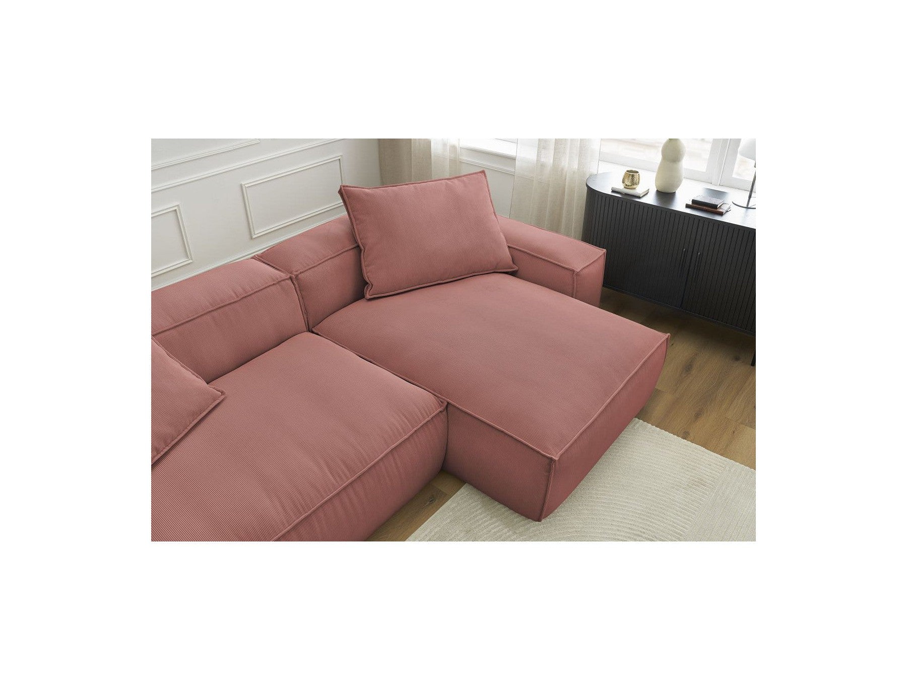 Boheme - Sofá esquinero reversible ultrasuave - Terciopelo acanalado