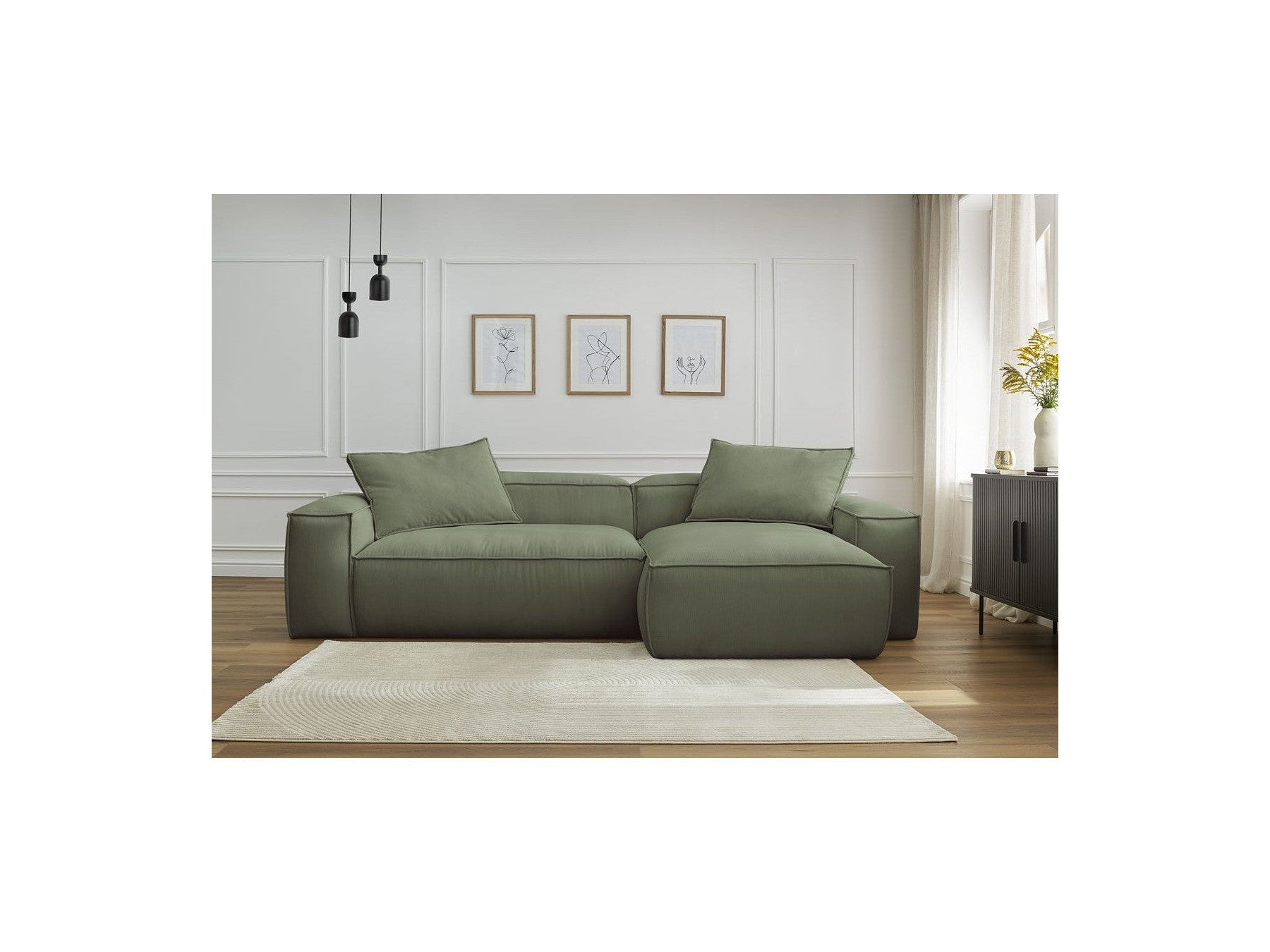 Boheme - Sofá esquinero reversible ultrasuave - Terciopelo acanalado