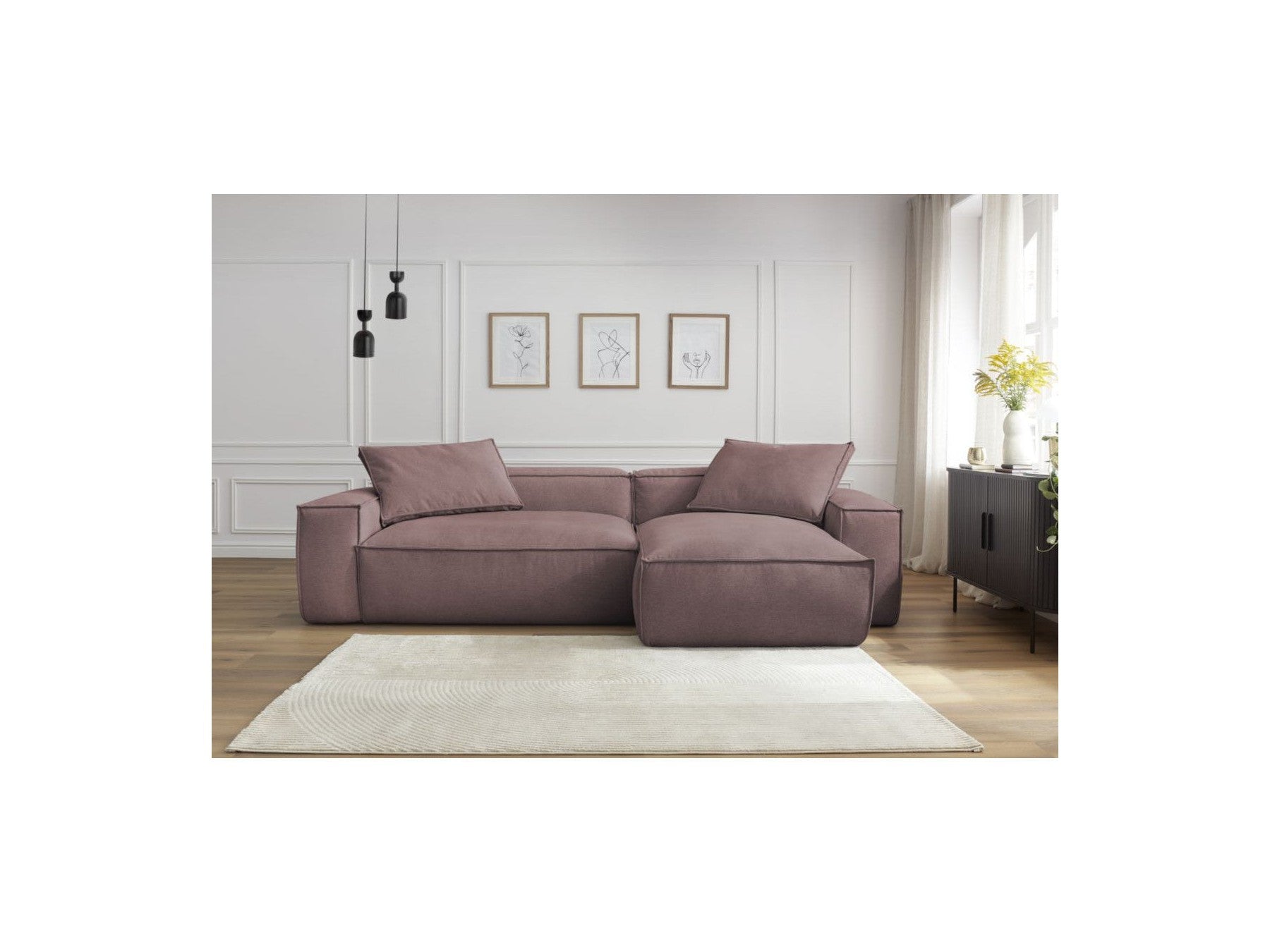 Sofá esquinero reversible Boheme de tejido jaspeado