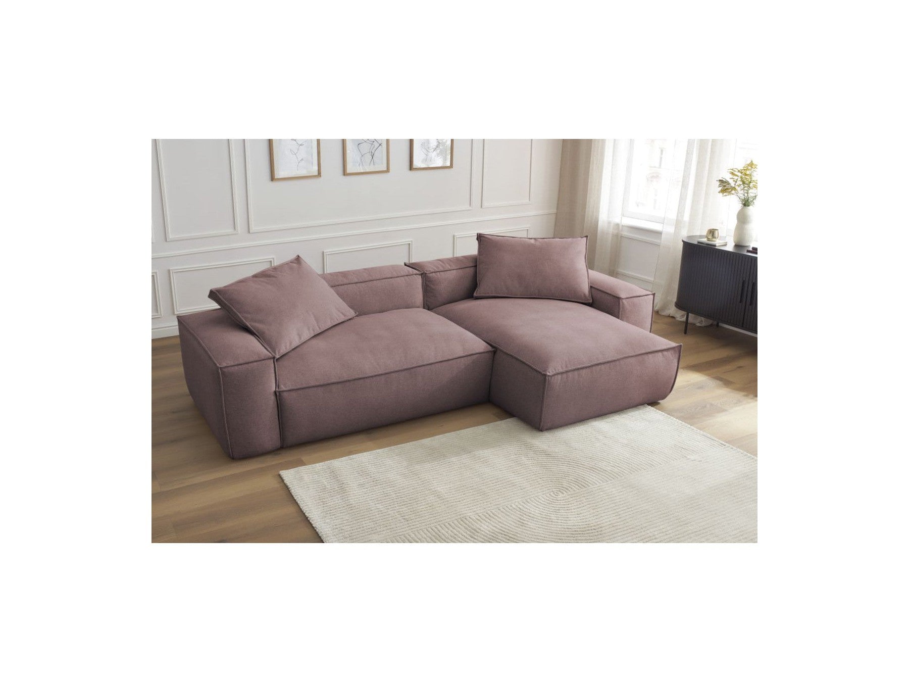 Sofá esquinero reversible Boheme de tejido jaspeado