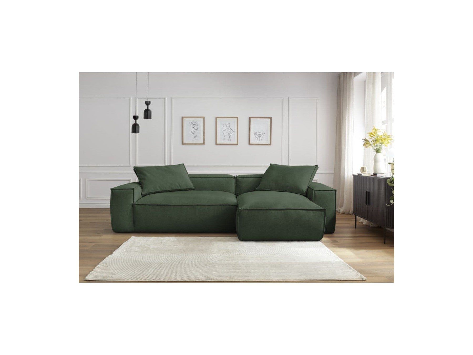 Sofá esquinero reversible Boheme de tejido jaspeado