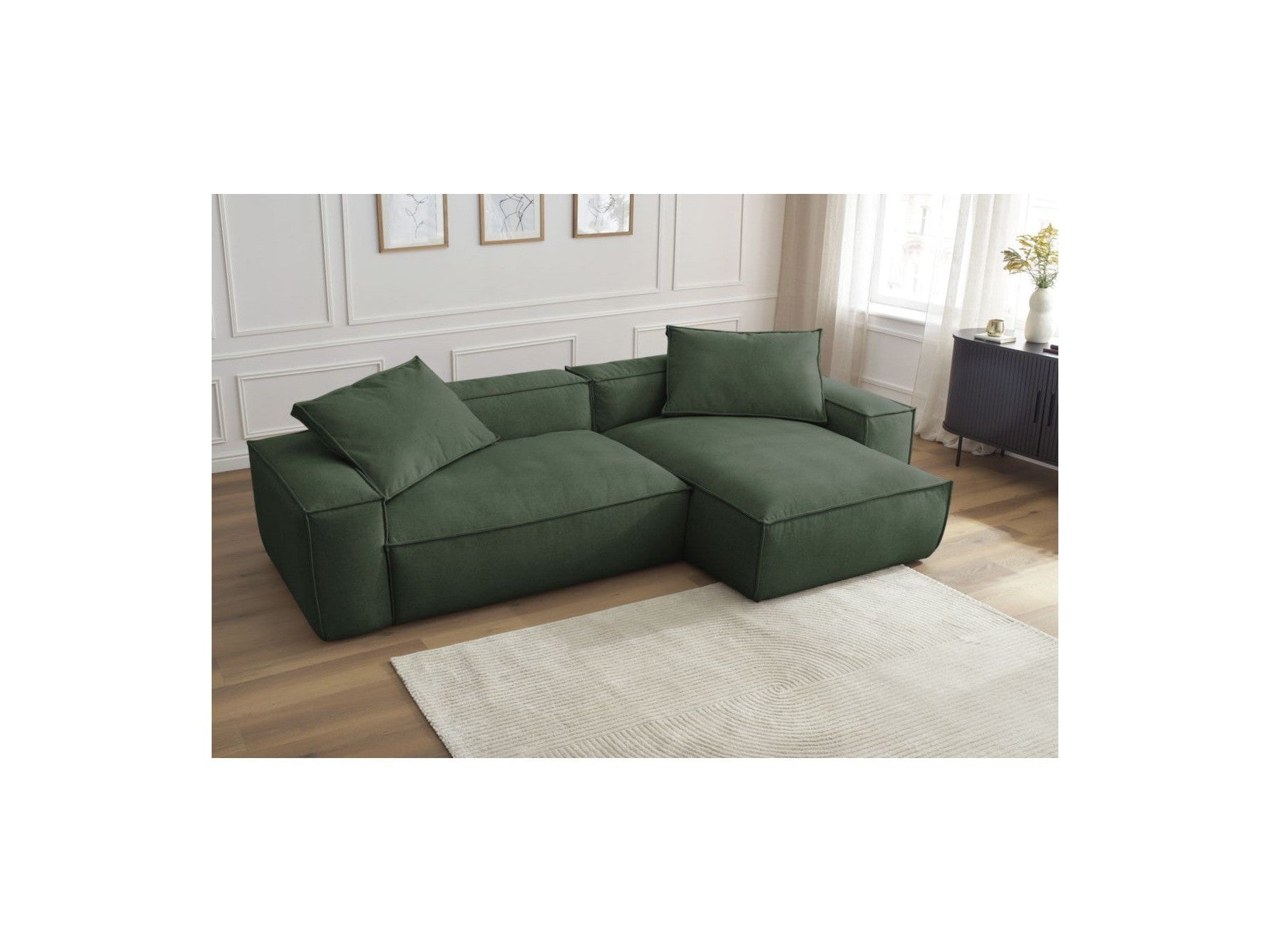 Sofá esquinero reversible Boheme de tejido jaspeado