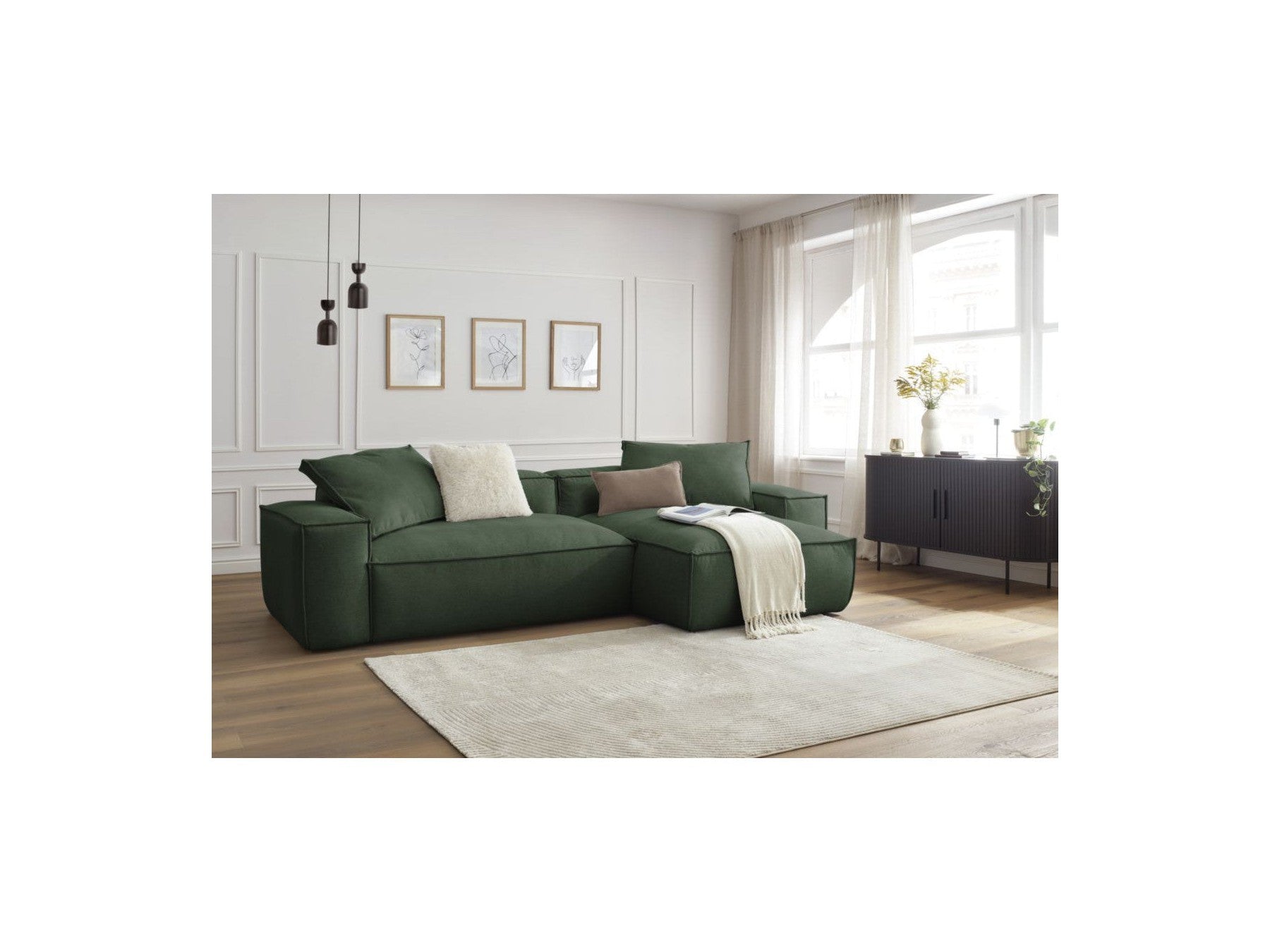 Sofá esquinero reversible Boheme de tejido jaspeado