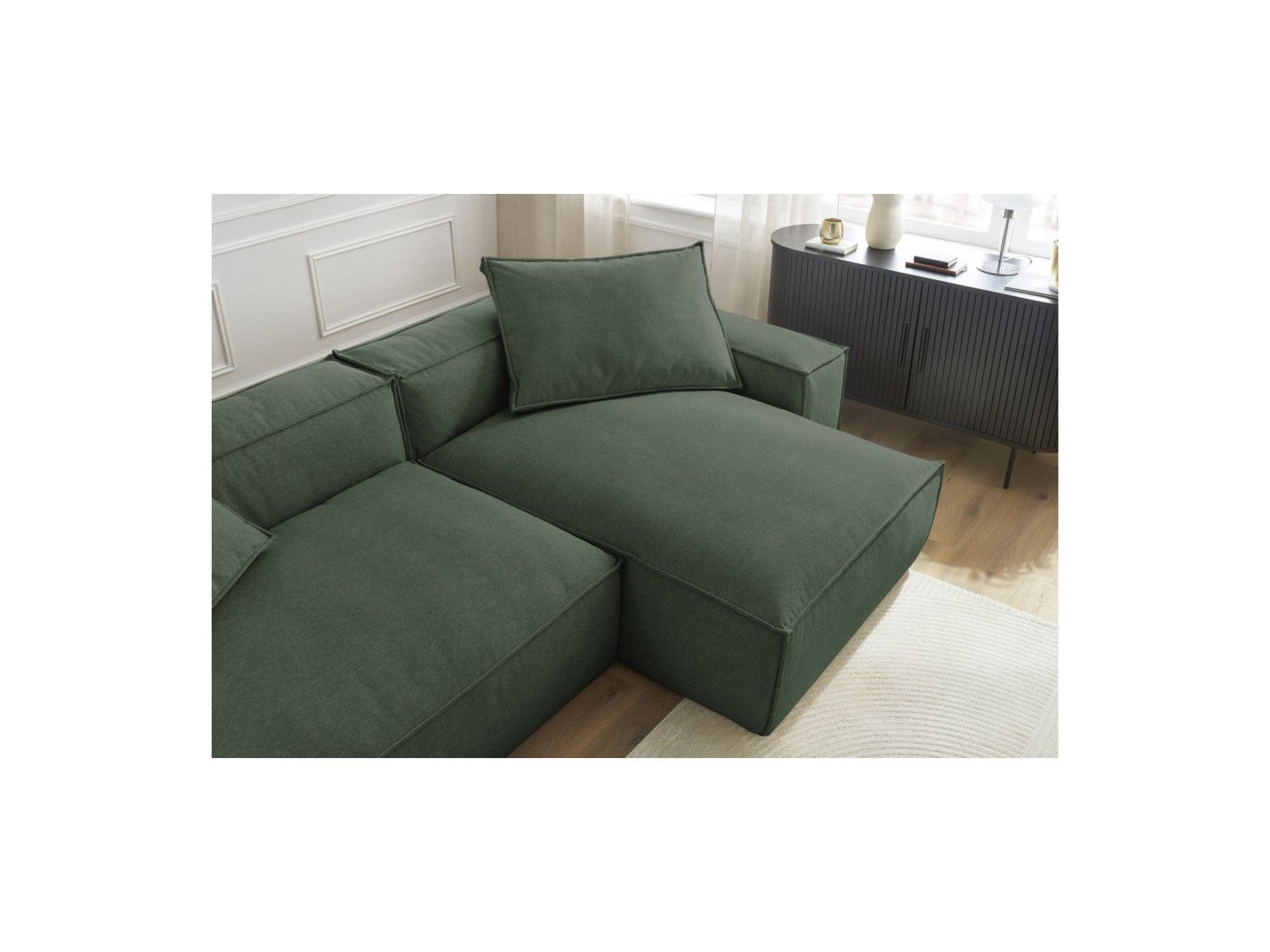 Sofá esquinero reversible Boheme de tejido jaspeado