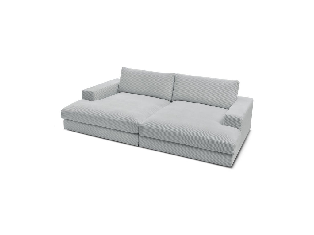Sofá recto fijo de 4 plazas con asiento profundo - Leonard - Terciopelo acanalado