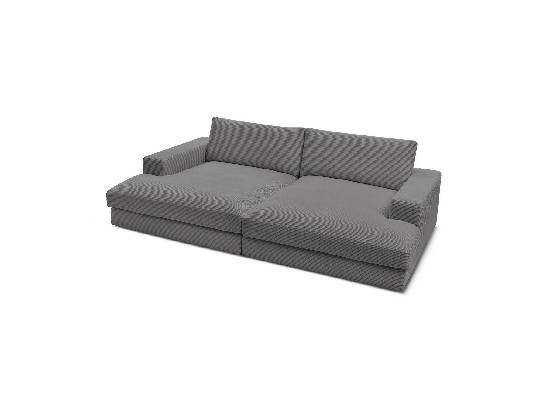 Sofá recto fijo de 4 plazas con asiento profundo - Leonard - Terciopelo acanalado