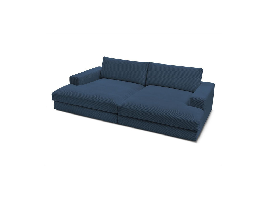 Sofá recto fijo de 4 plazas con asiento profundo - Leonard - Terciopelo acanalado