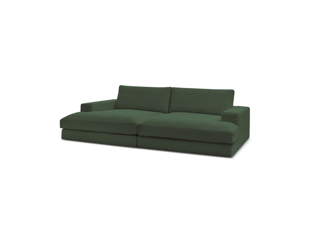 Sofá recto fijo de 4 plazas con asiento profundo - Leonard - Terciopelo acanalado