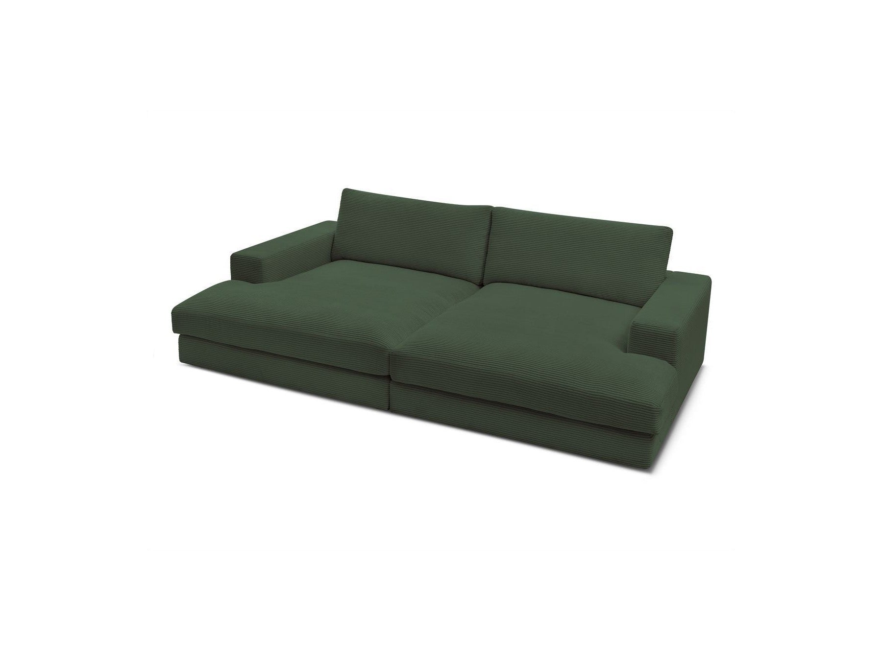 Sofá recto fijo de 4 plazas con asiento profundo - Leonard - Terciopelo acanalado