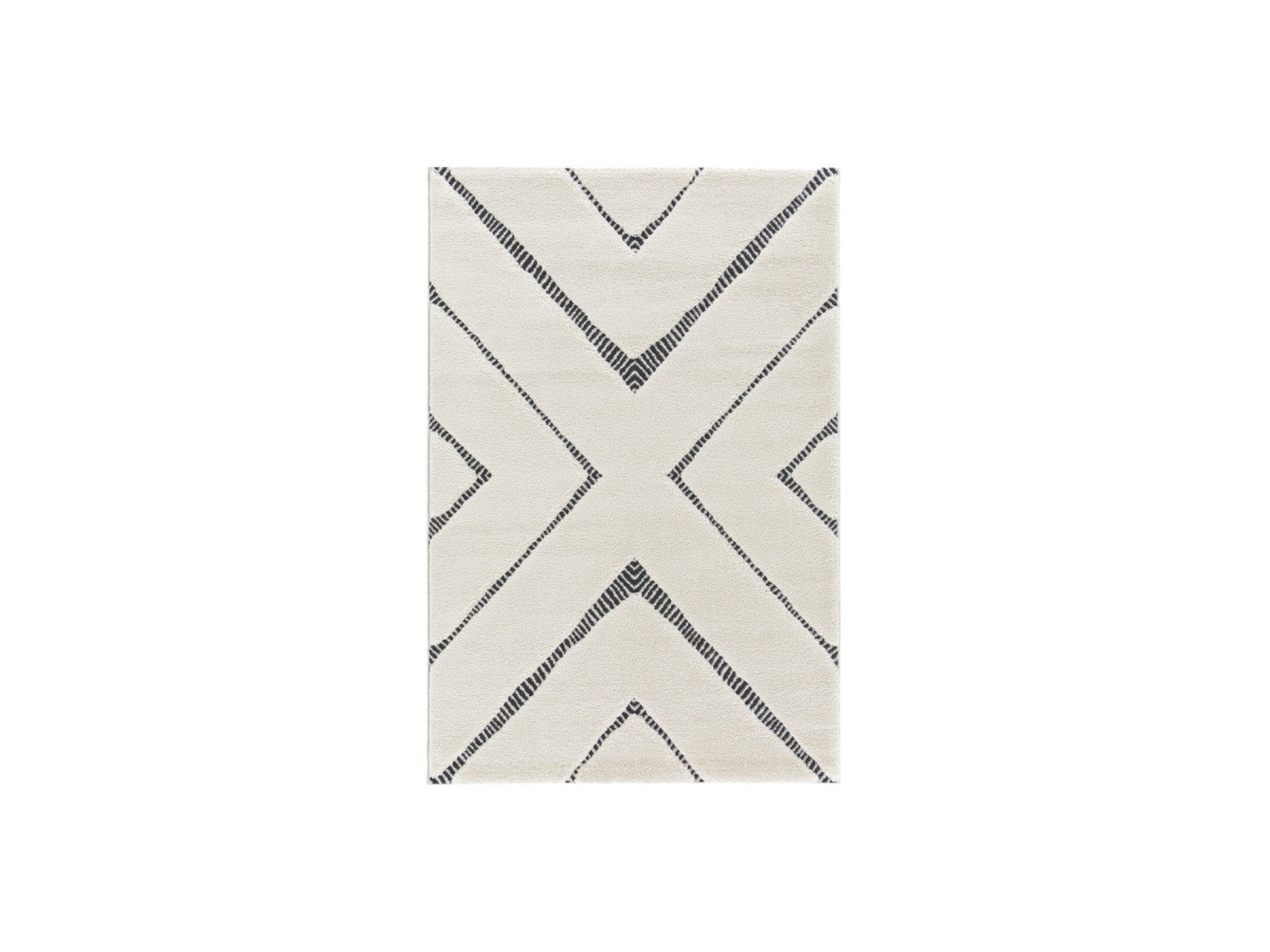 Tapis Poils Ras - Rachida - Motif Graphique - Gris Clair