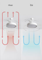 Wind Clear Edge - 40W Quiet Ceiling Fan with Retractable Blades and LED Light - White