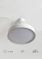 Wind Clear Edge - 40W Quiet Ceiling Fan with Retractable Blades and LED Light - White