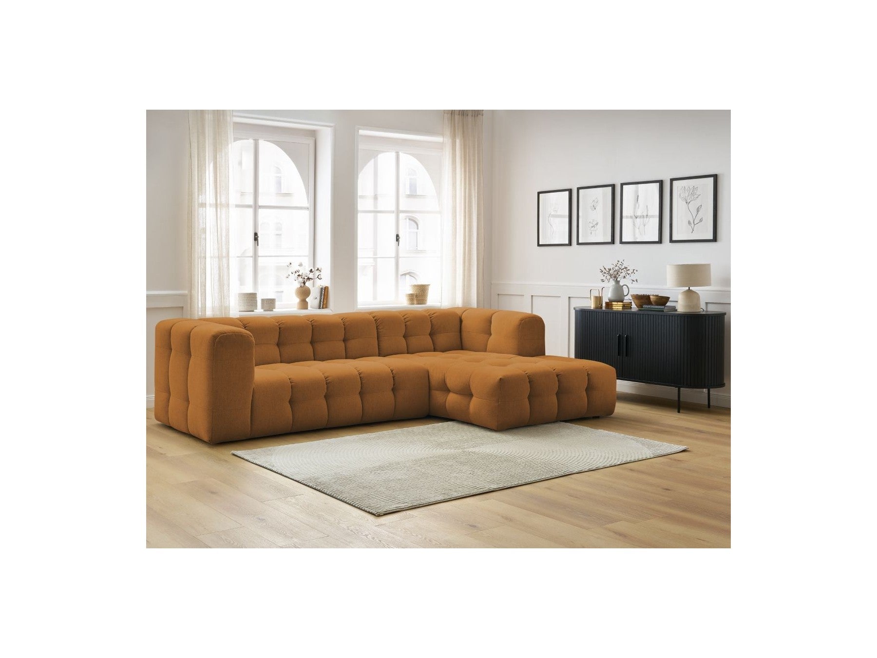 Cloud - Canapé D'Angle Fixe - Tissu Lisse - Angle Droit