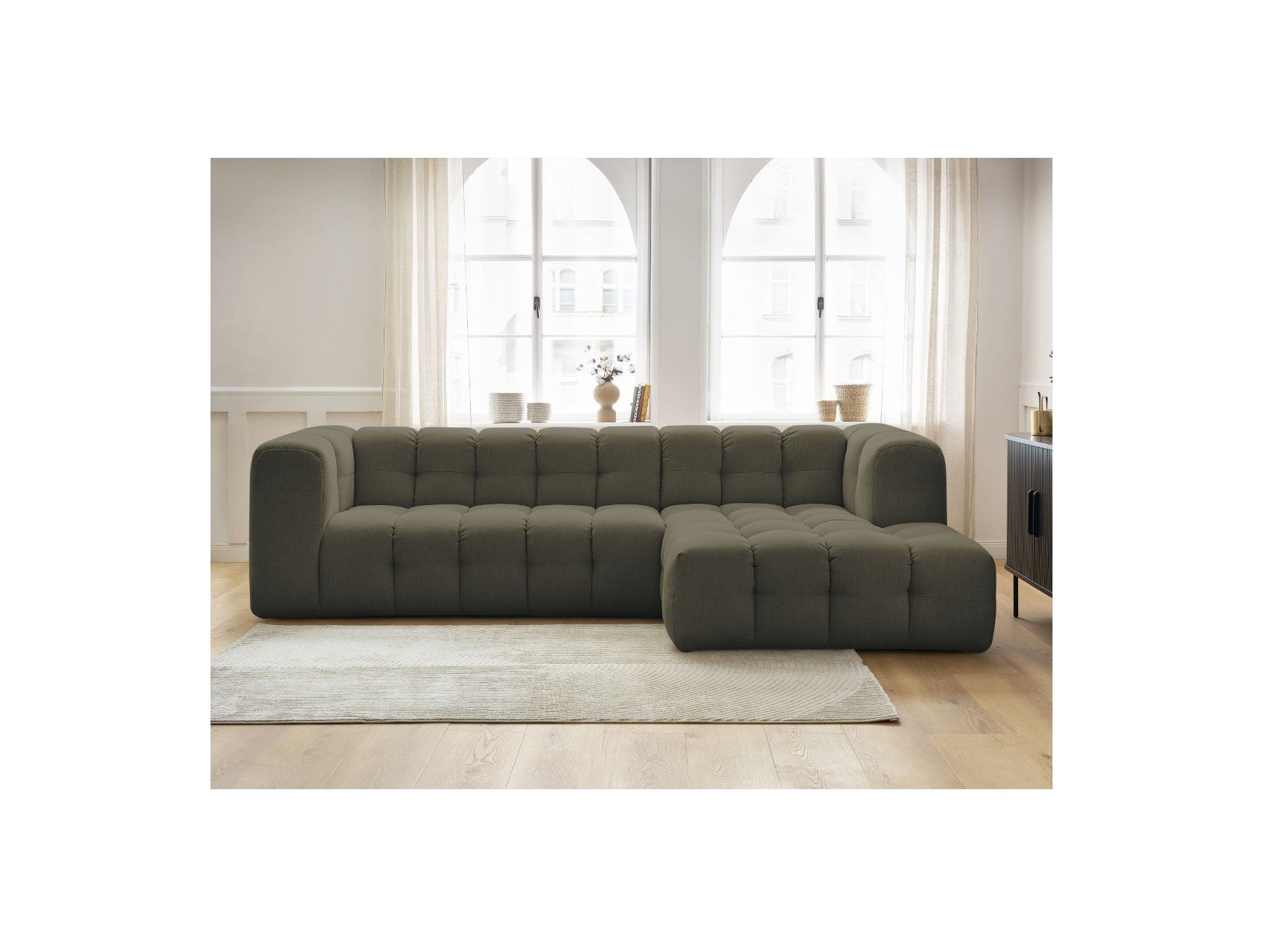 Cloud - Canapé D'Angle Fixe - Tissu Lisse - Angle Droit