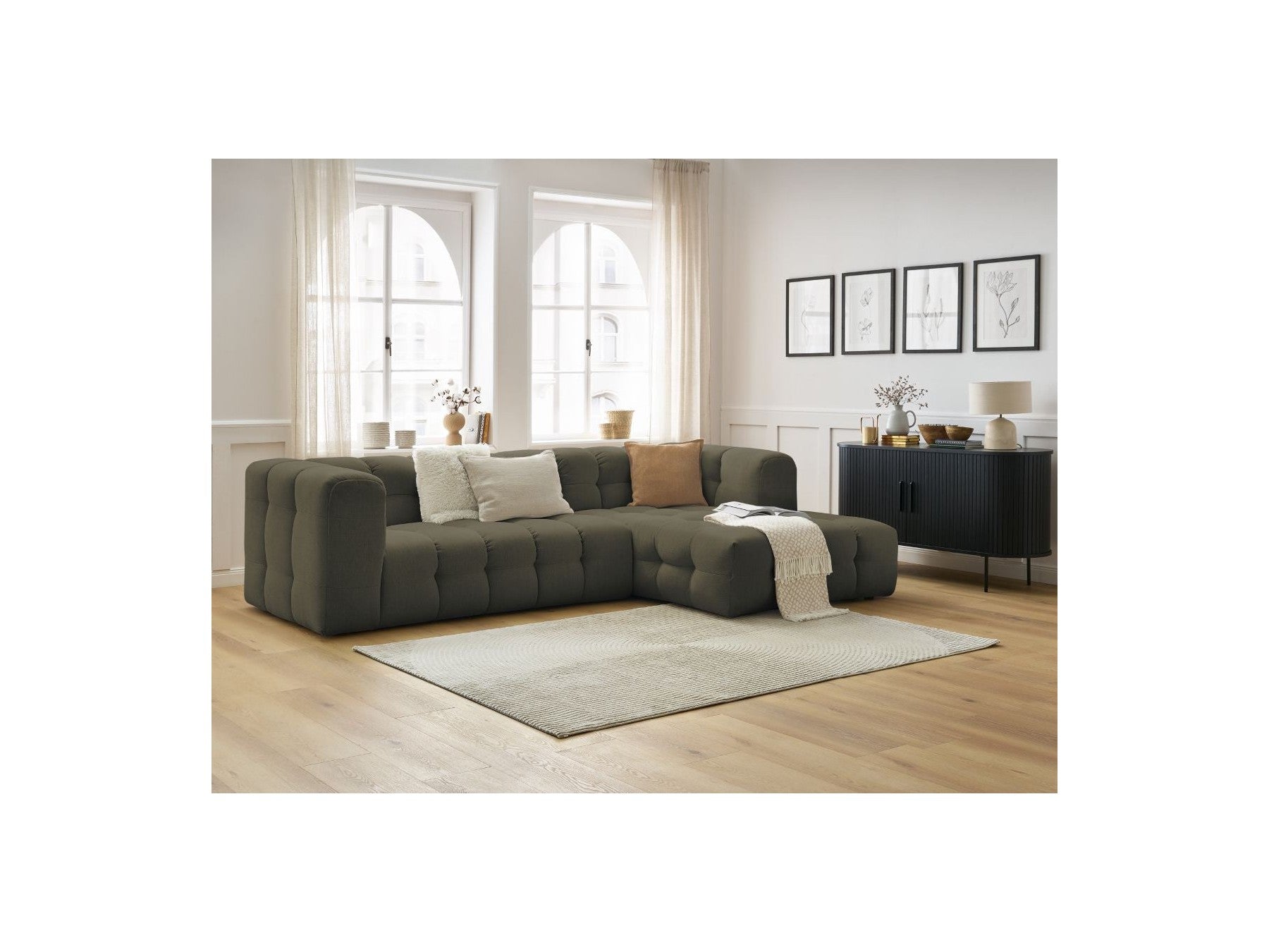Cloud - Canapé D'Angle Fixe - Tissu Lisse - Angle Droit