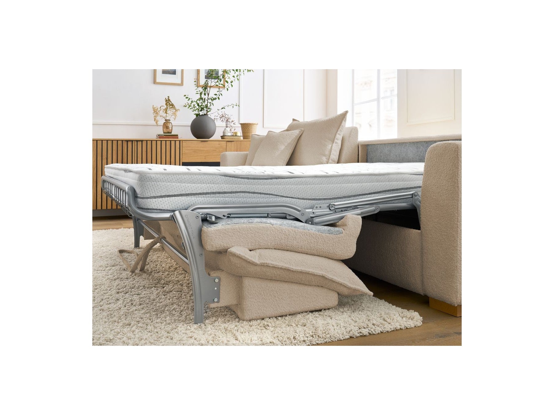 Augustin - Sofá esquinero reversible convertible con apertura exprés - Tejido bouclé